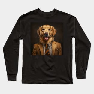 Golden Retriever Dog in Suit Long Sleeve T-Shirt